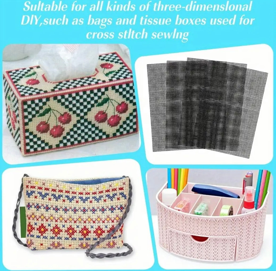 10 pcs Plastic Mesh Canvas Sheets, 16.5x23.62inch/ 42x60cm, 4mm Aperture, Yarn Crafting Knit Crochet Project