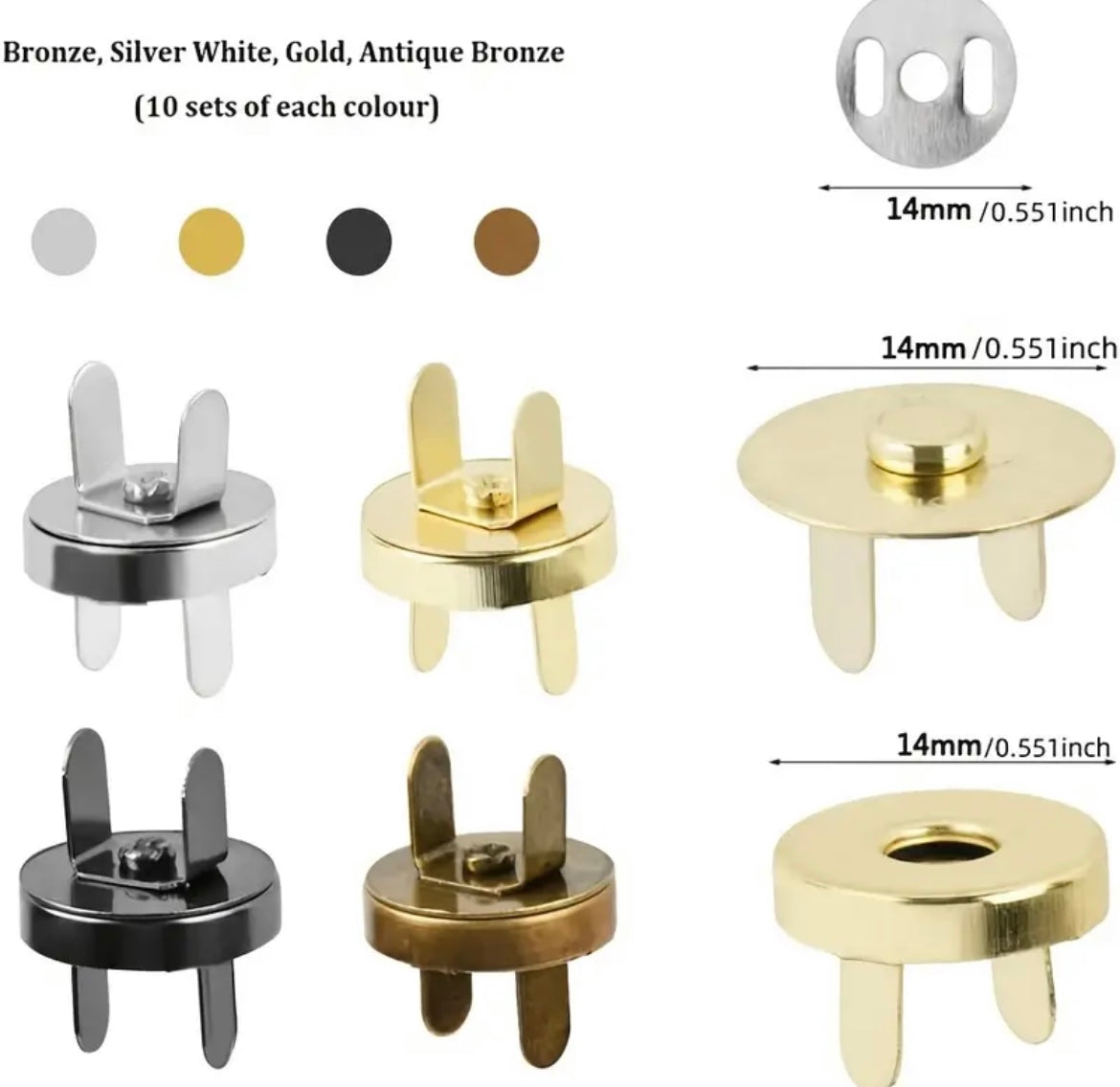 10 sets magnetic clip for handmade bags
