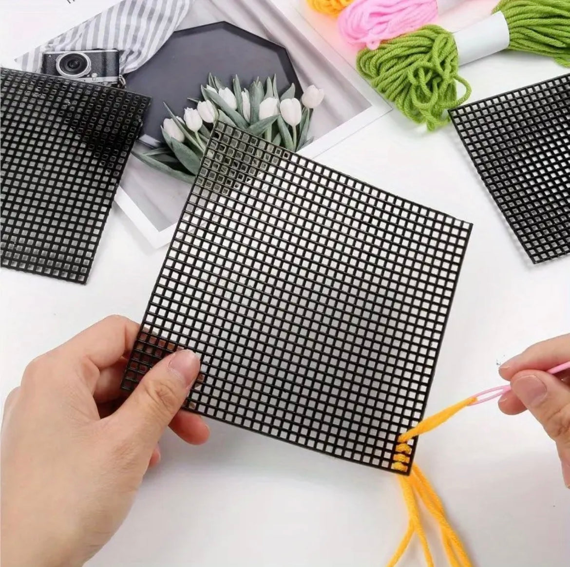 10 pcs Plastic Mesh Canvas Sheets, 16.5x23.62inch/ 42x60cm, 4mm Aperture, Yarn Crafting Knit Crochet Project