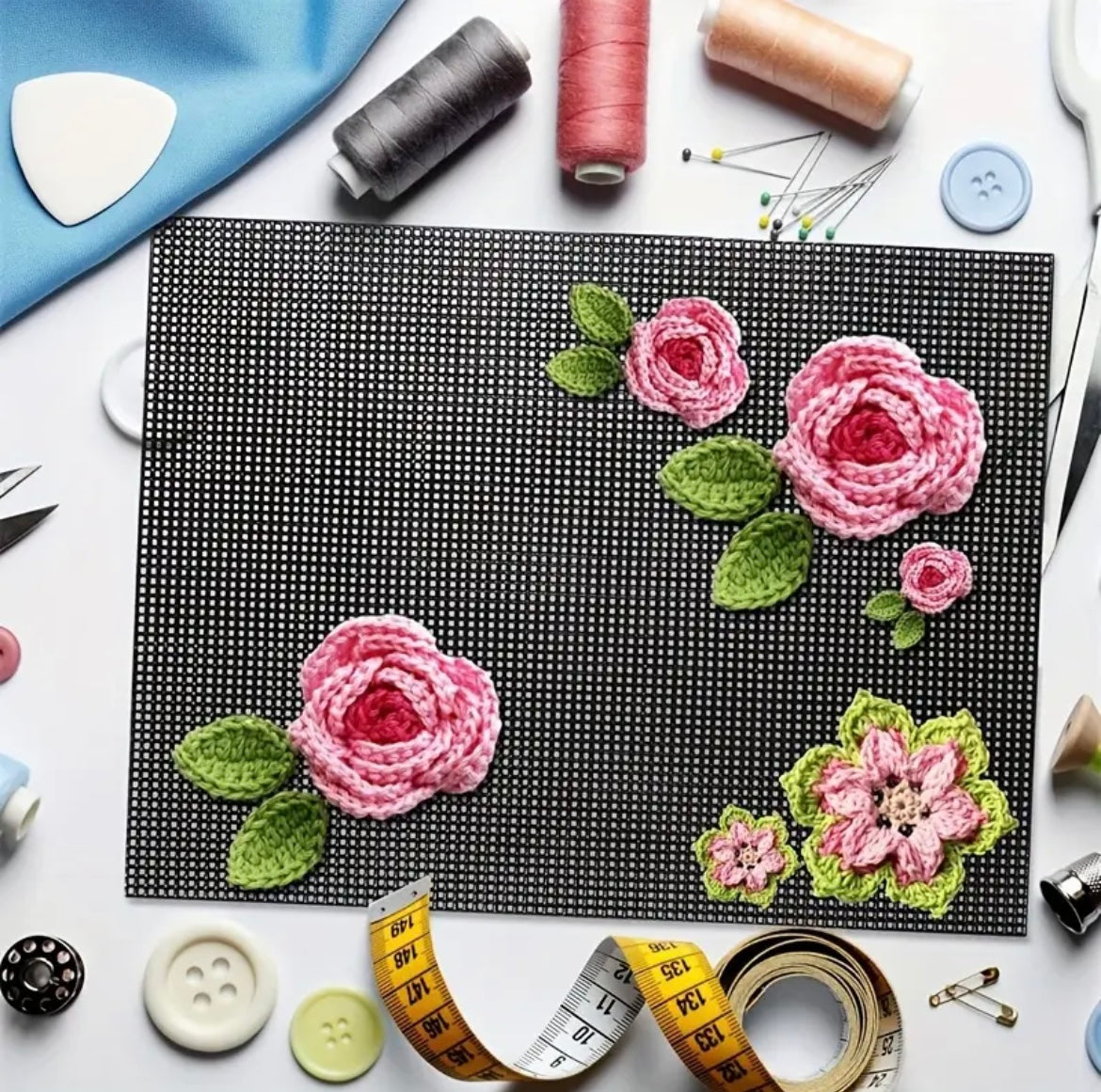 10 pcs Plastic Mesh Canvas Sheets, 16.5x23.62inch/ 42x60cm, 4mm Aperture, Yarn Crafting Knit Crochet Project