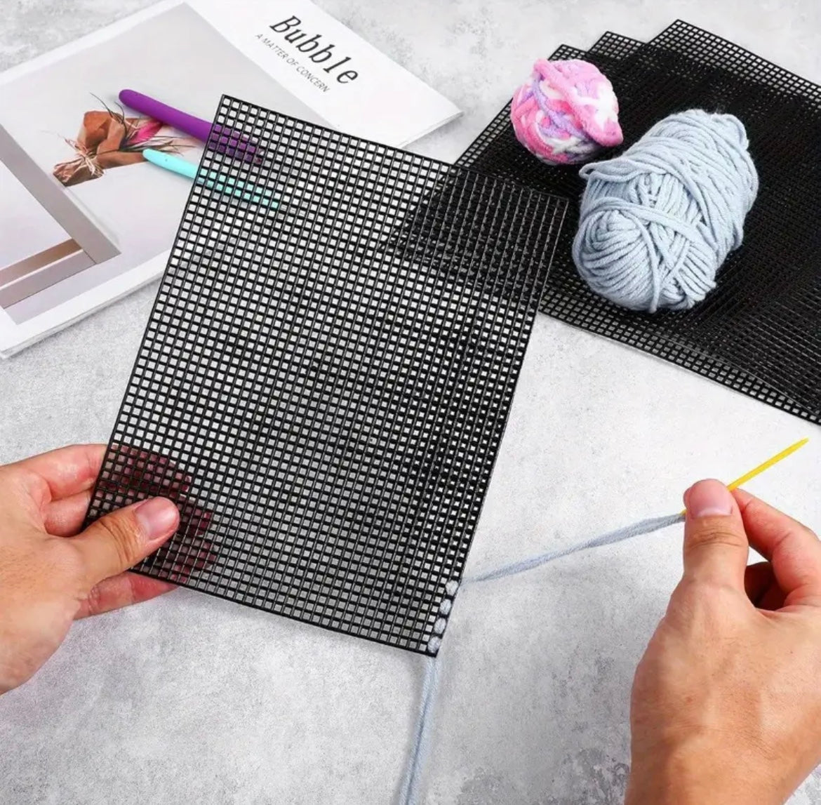 10 pcs Plastic Mesh Canvas Sheets, 16.5x23.62inch/ 42x60cm, 4mm Aperture, Yarn Crafting Knit Crochet Project