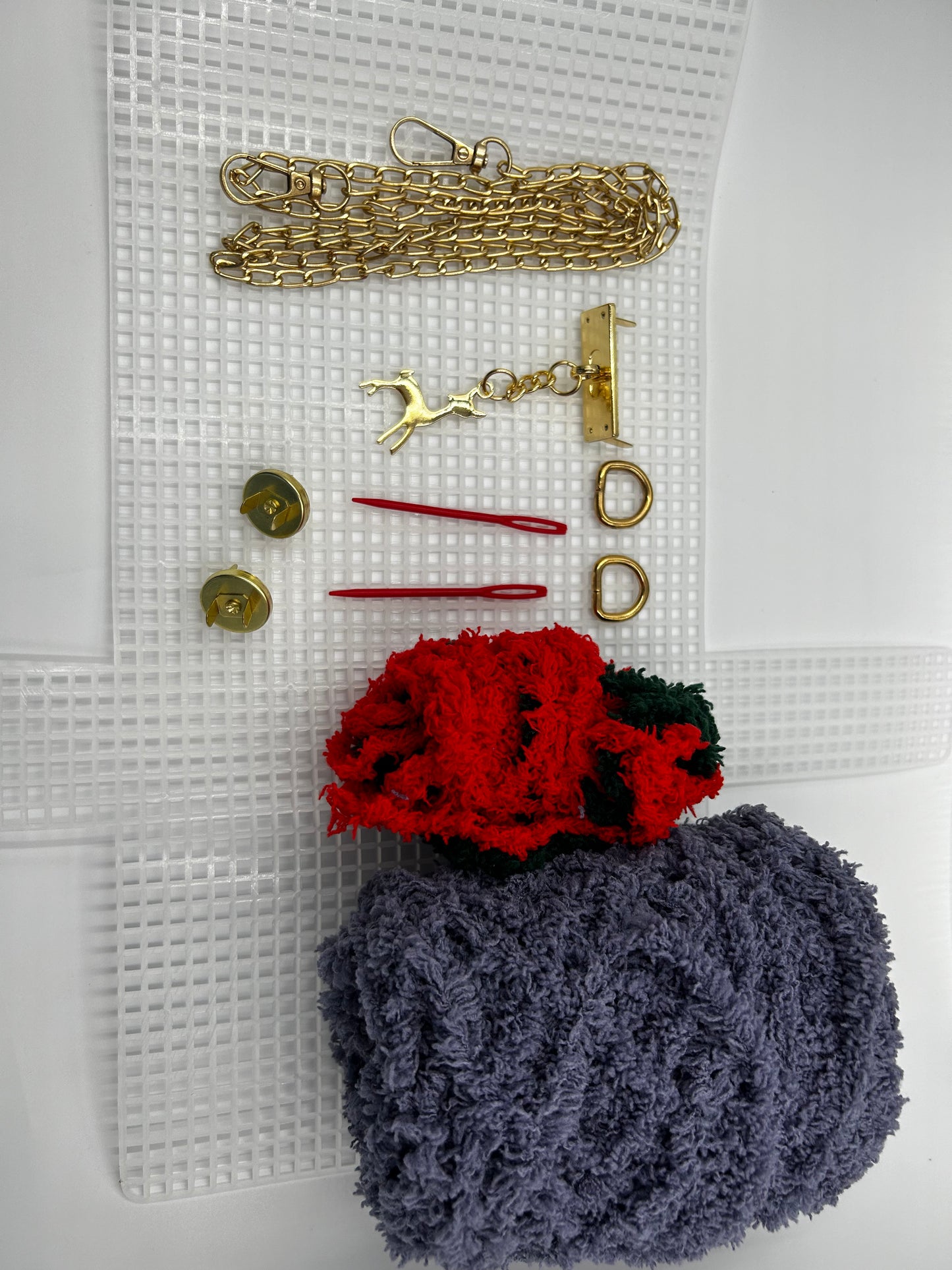 1 Set DIY Knitting & Crochet Handbags Kit, Mesh Plastic Canvas Kit for Shoulder Bags
