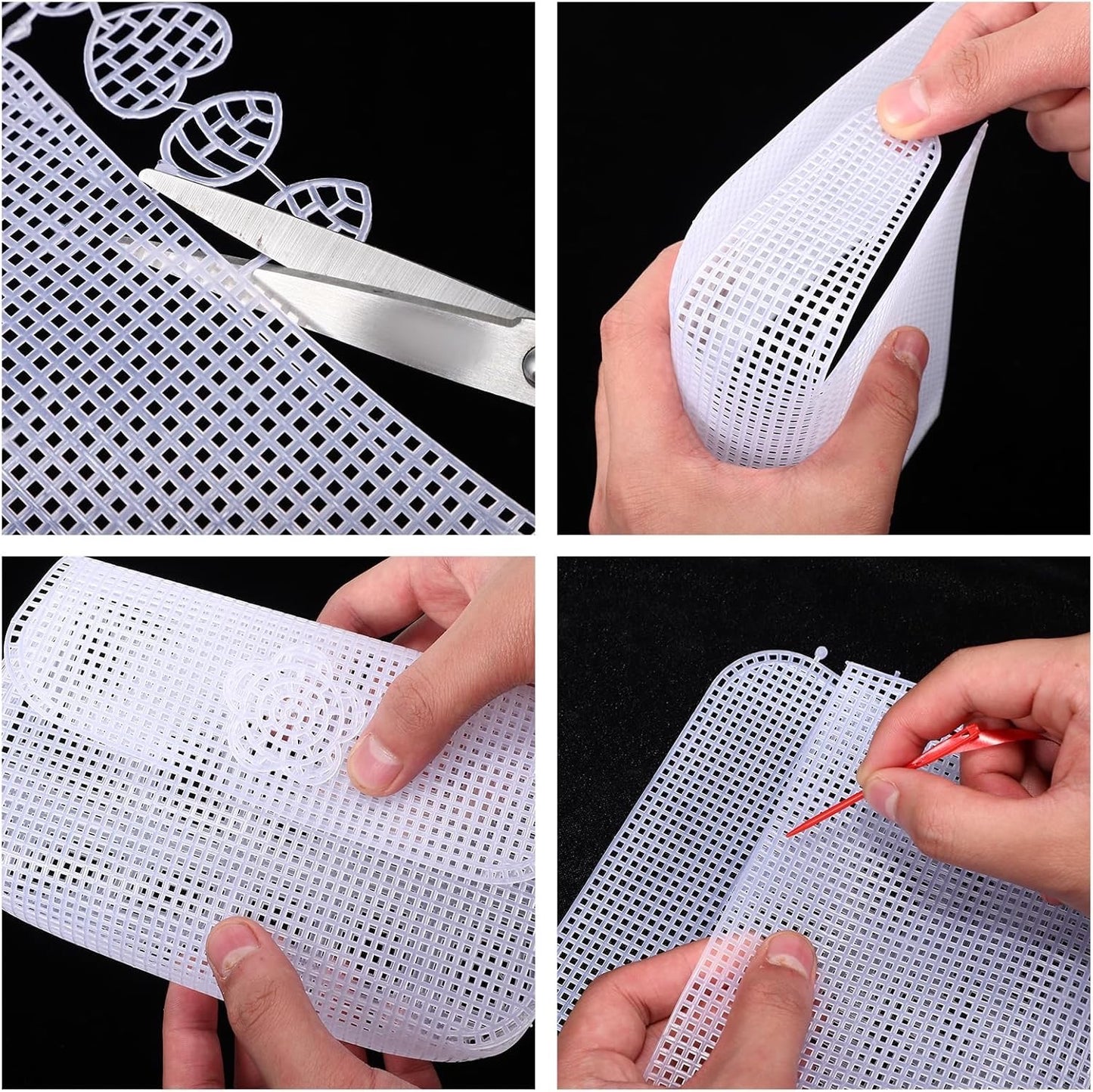 6pcs Clear Plastic Mesh Canvas Sheets for Embroidery, Mesh Plastic Canvas Sheets Crossbody Bag Purse Making Bag Sewing Blank Canvas Sheets for DIY Bag Making Craft Sewing