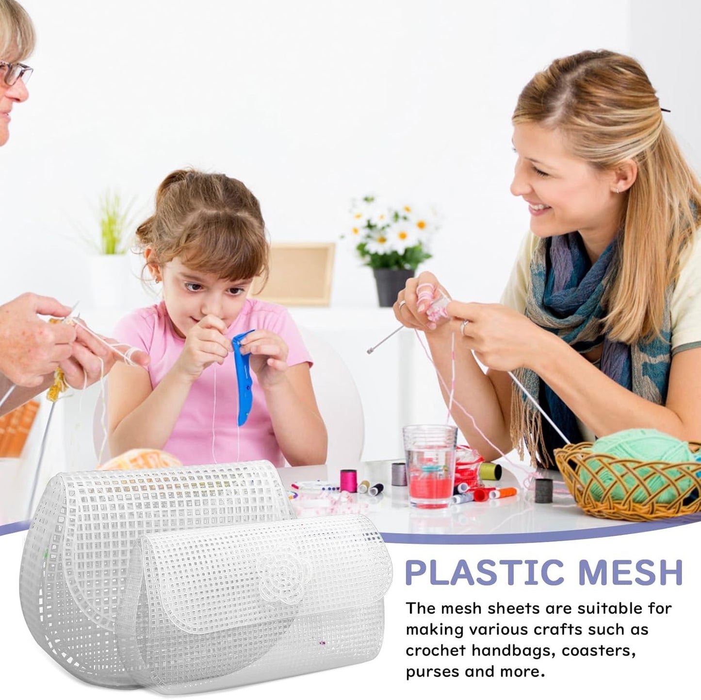6pcs Clear Plastic Mesh Canvas Sheets for Embroidery, Mesh Plastic Canvas Sheets Crossbody Bag Purse Making Bag Sewing Blank Canvas Sheets for DIY Bag Making Craft Sewing