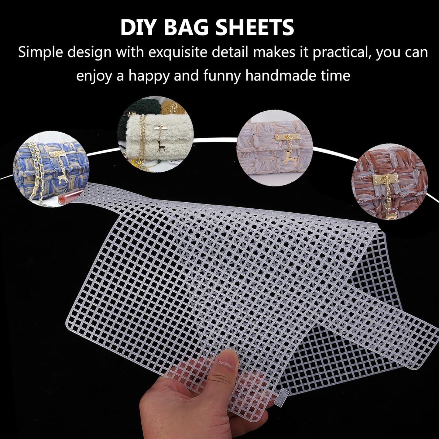 4pcs Clear Mesh Plastic Canvas Sheets for Embroidery, Hand Knit Woven Bag Making Blank Needlepoint Canvas Sheets for DIY Bag Making Sewing Crochet Craft Project
