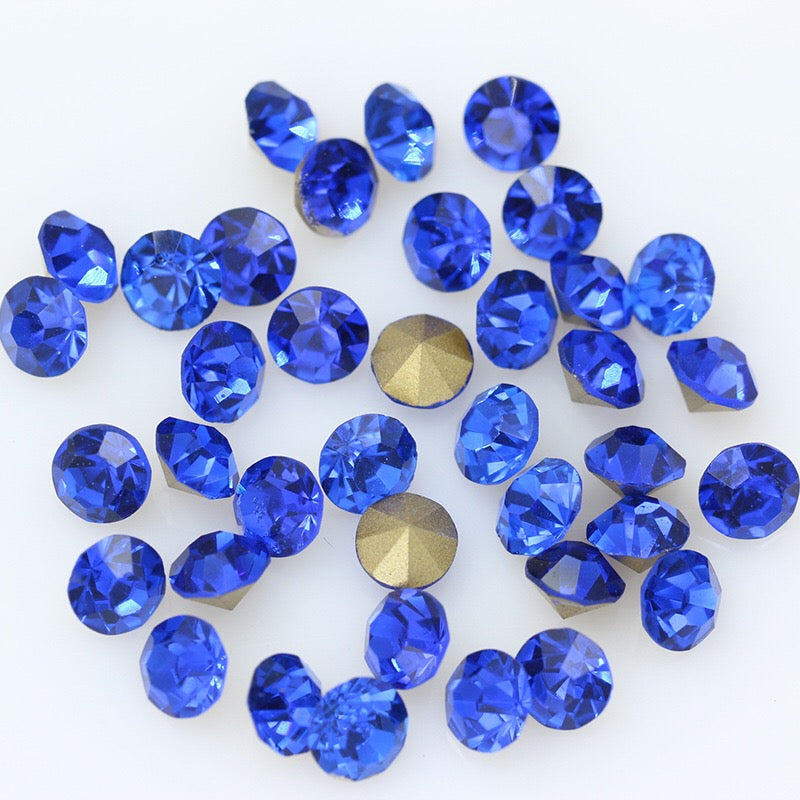 5/6/7/8/10mm Mixed Size & Color Pointed Bottom Glass Colorful Rhinestone Class A Diamond DIY Bag Mobile Phone Case Nail Art Jewelry