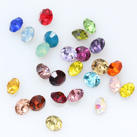 5/6/7/8/10mm Mixed Size & Color Pointed Bottom Glass Colorful Rhinestone Class A Diamond DIY Bag Mobile Phone Case Nail Art Jewelry