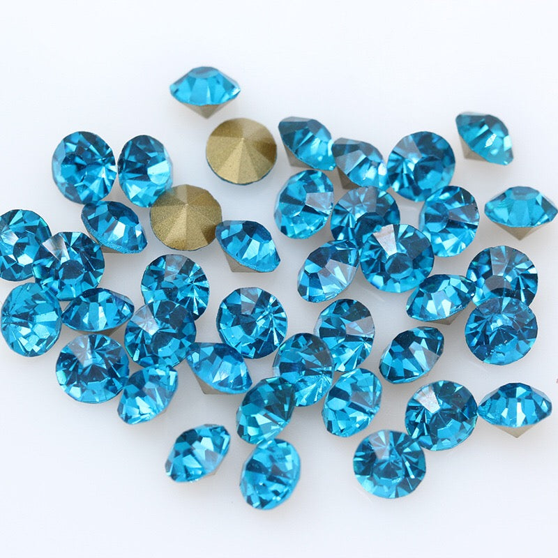 5/6/7/8/10mm Mixed Size & Color Pointed Bottom Glass Colorful Rhinestone Class A Diamond DIY Bag Mobile Phone Case Nail Art Jewelry